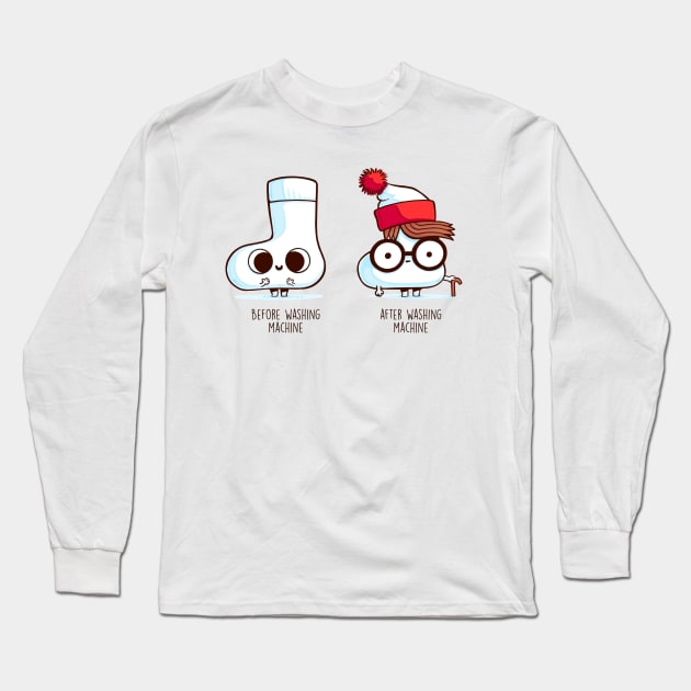 Before and After Washing Machine Long Sleeve T-Shirt by Naolito